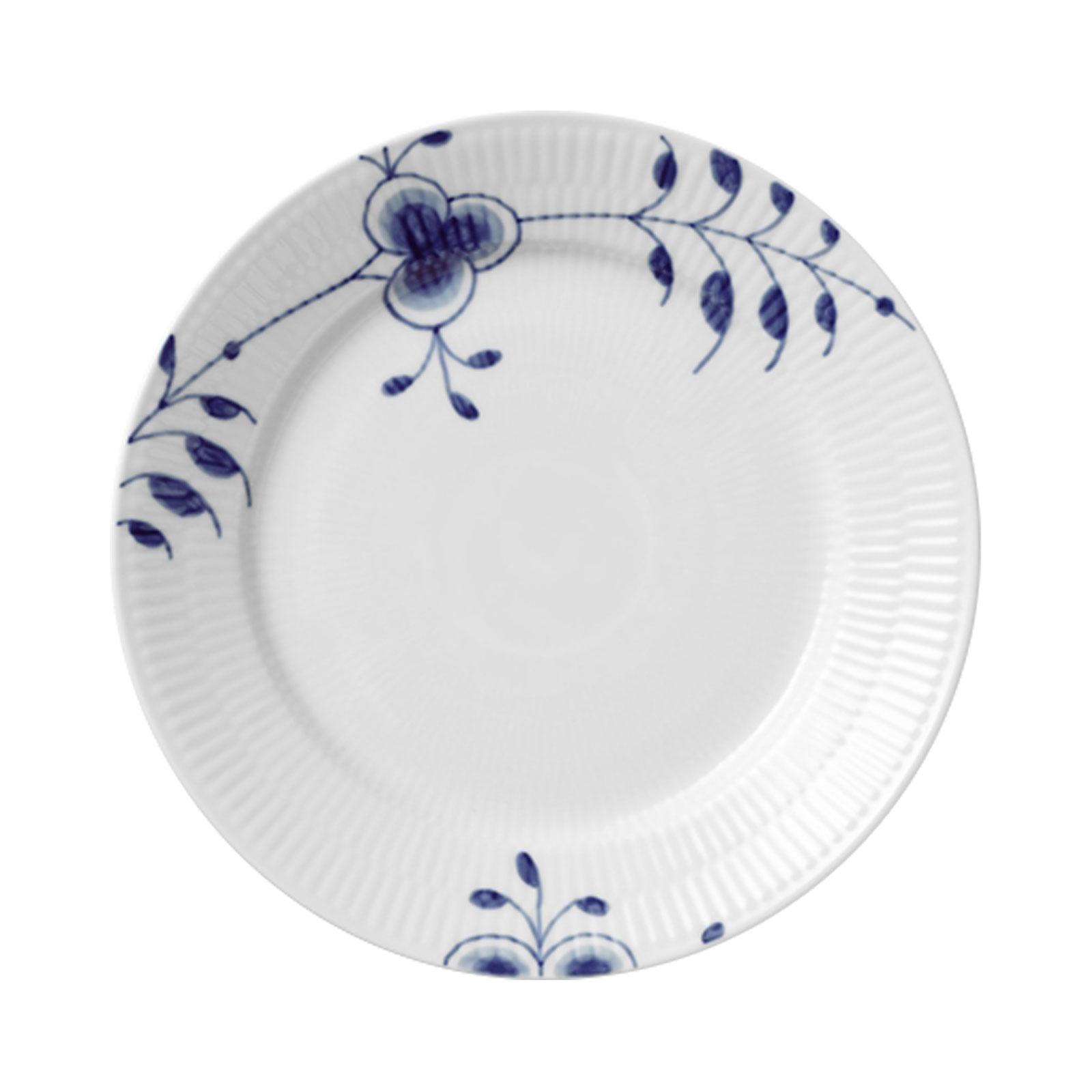 Royal Copenhagen Mega Blau Gerippt Frühstücksteller 22cm Dekor 8