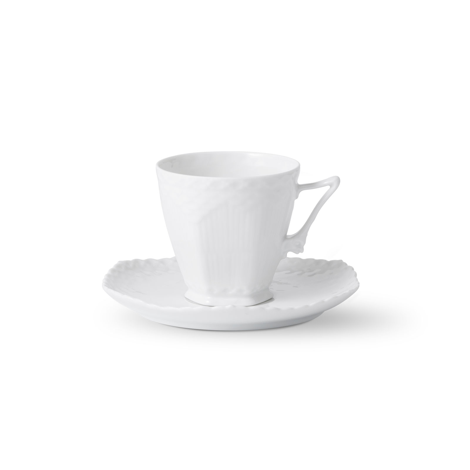 Royal Copenhagen Weiße Vollspitze Kaffeetasse mit Untertasse 0,14 ltr. 1132068