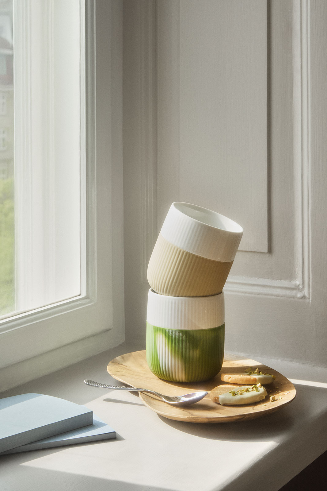 Royal Copenhagen Gerippt Contrast Becher Marble Green Grass