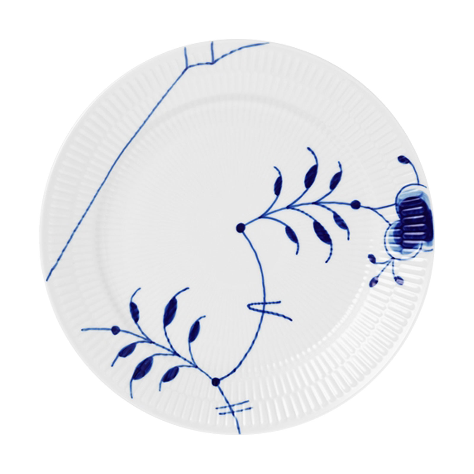 Royal Copenhagen Mega Blau Gerippt Speiseteller 25cm Dekor 9